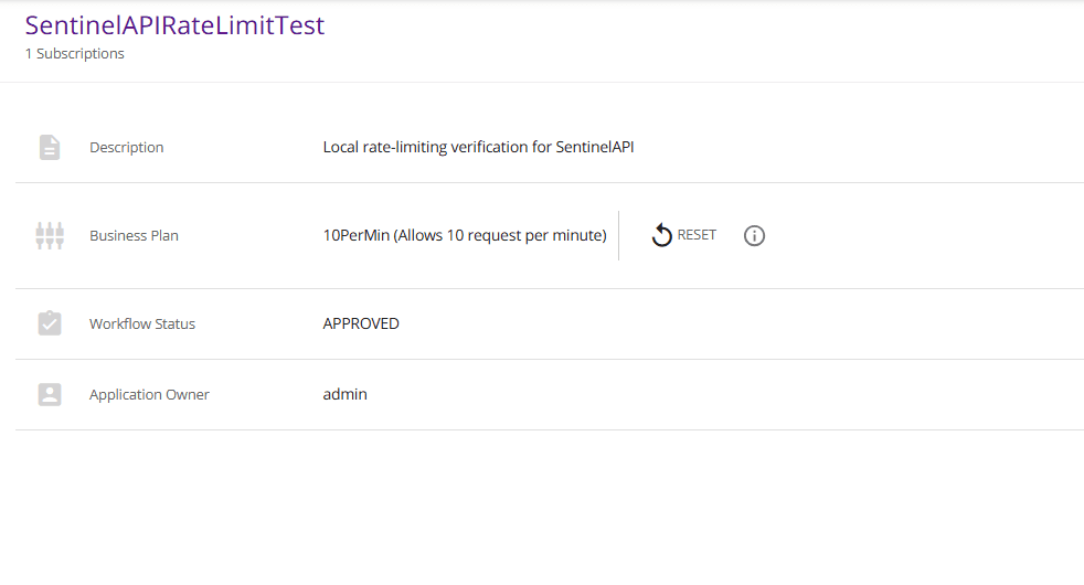 03 — Rate-limiting configuration. The test application uses the 10PerMin policy; the PostgreSQL records shown earlier provide runtime evidence of HTTP 429 enforcement.