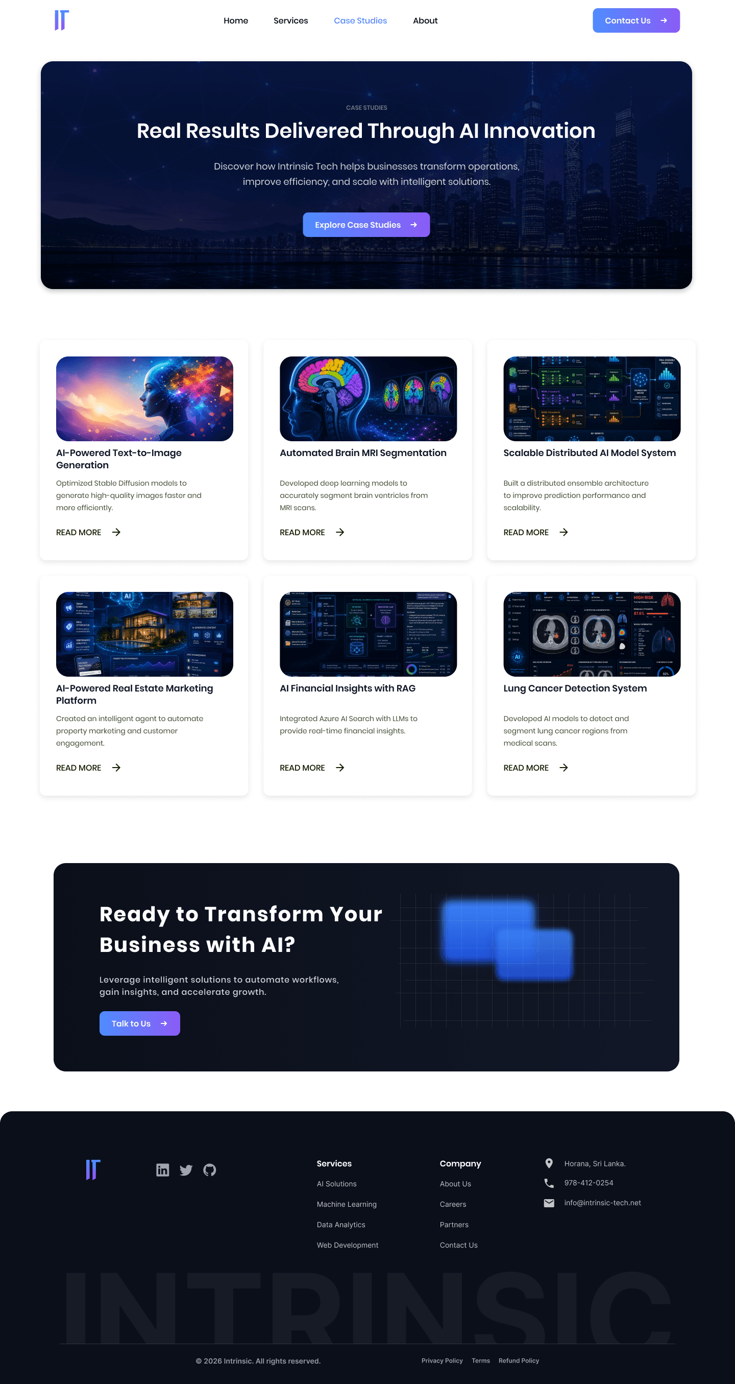 Intrinsic Tech case studies interface