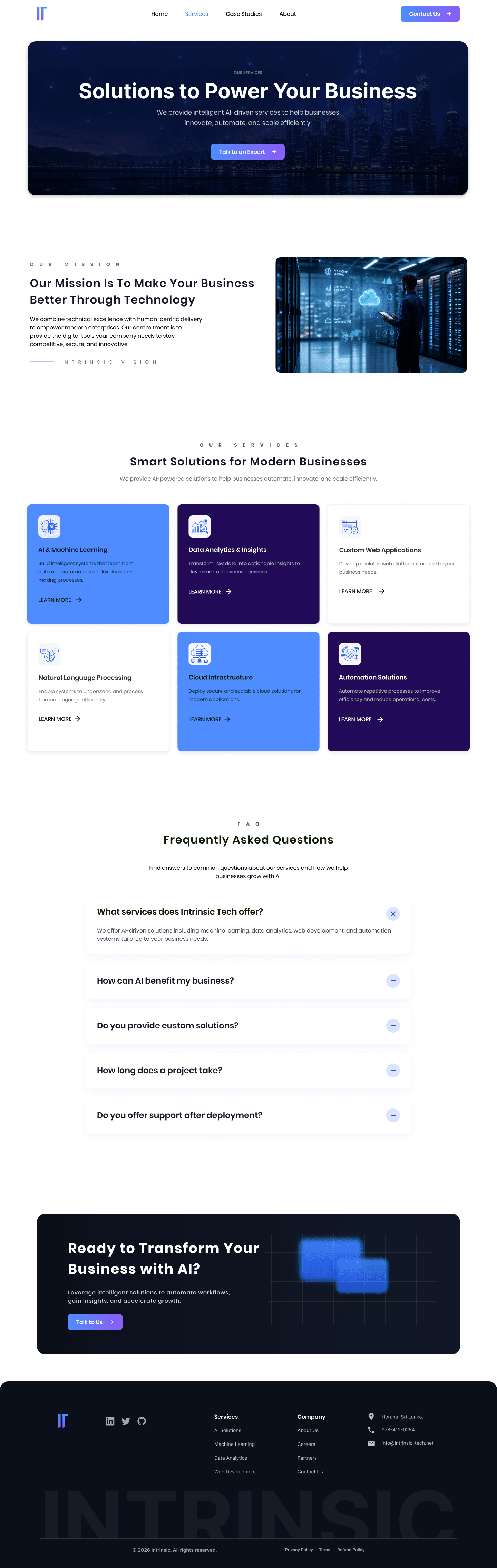 Final Intrinsic Tech services page desktop design